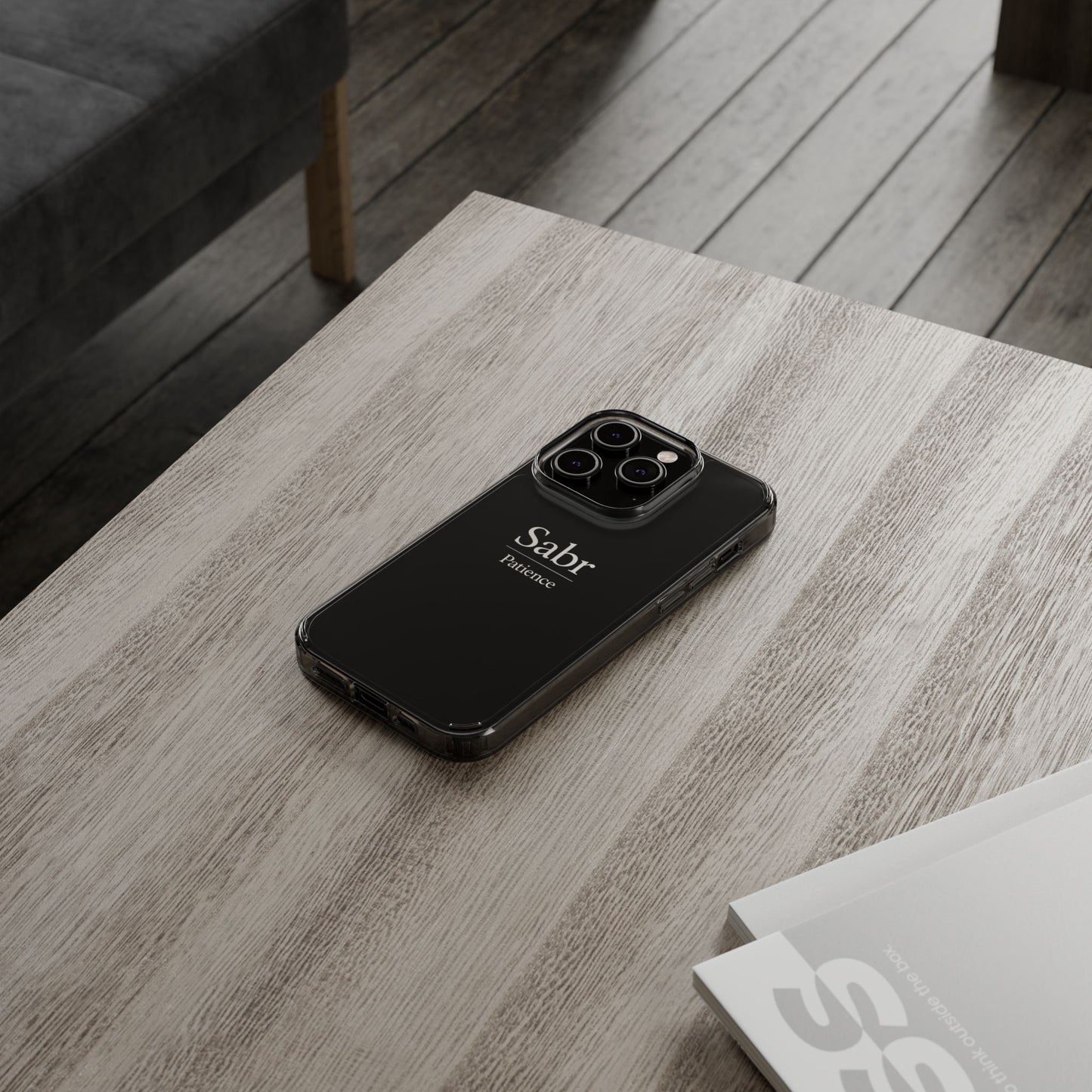 Phone Case - Clear Impact-Resistant with 'Sabr' Design, Motivational Gift
