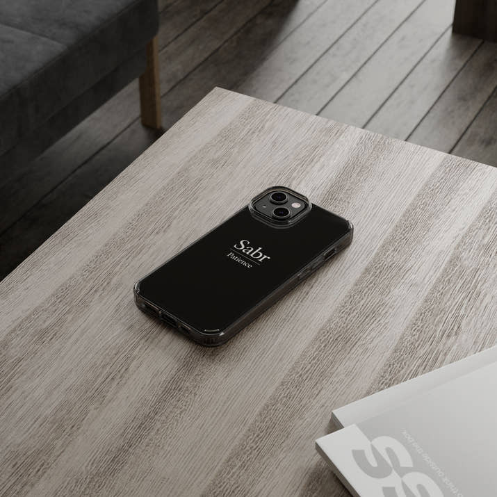 Phone Case - Clear Impact-Resistant with 'Sabr' Design, Motivational Gift