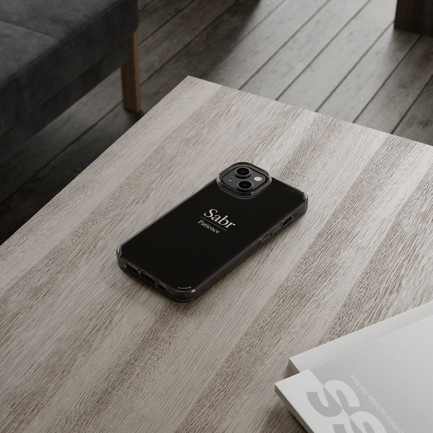 Phone Case - Clear Impact-Resistant with 'Sabr' Design, Motivational Gift