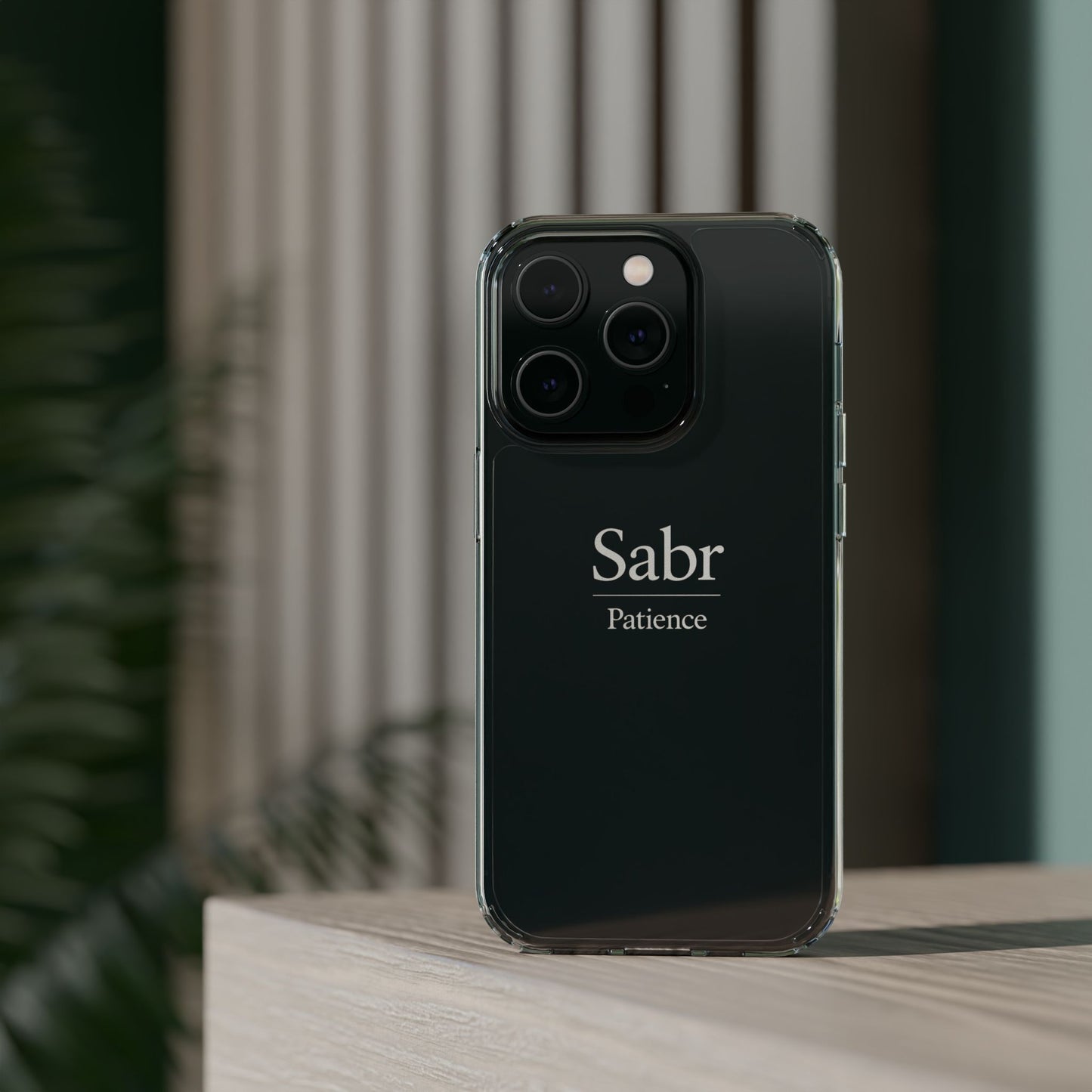 Phone Case - Clear Impact-Resistant with 'Sabr' Design, Motivational Gift