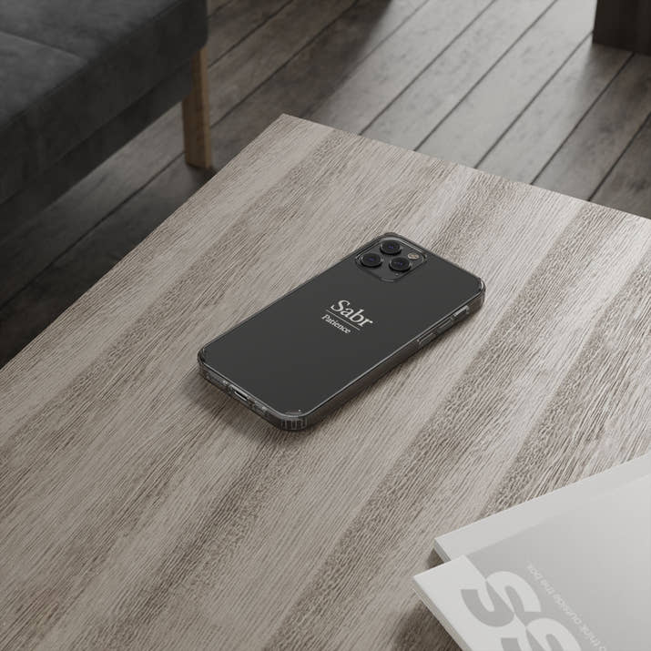 Phone Case - Clear Impact-Resistant with 'Sabr' Design, Motivational Gift