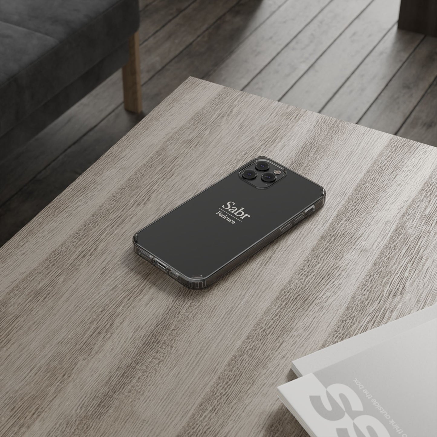Phone Case - Clear Impact-Resistant with 'Sabr' Design, Motivational Gift