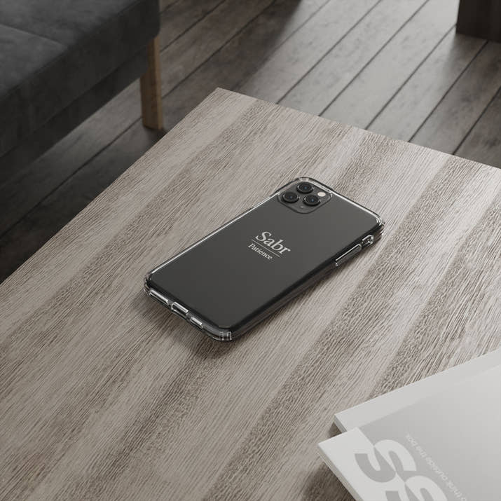 Phone Case - Clear Impact-Resistant with 'Sabr' Design, Motivational Gift