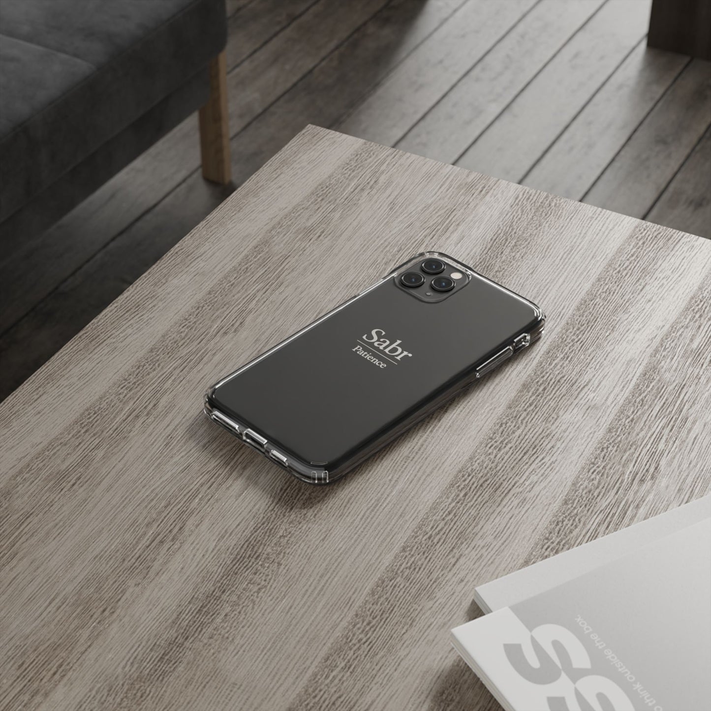 Phone Case - Clear Impact-Resistant with 'Sabr' Design, Motivational Gift