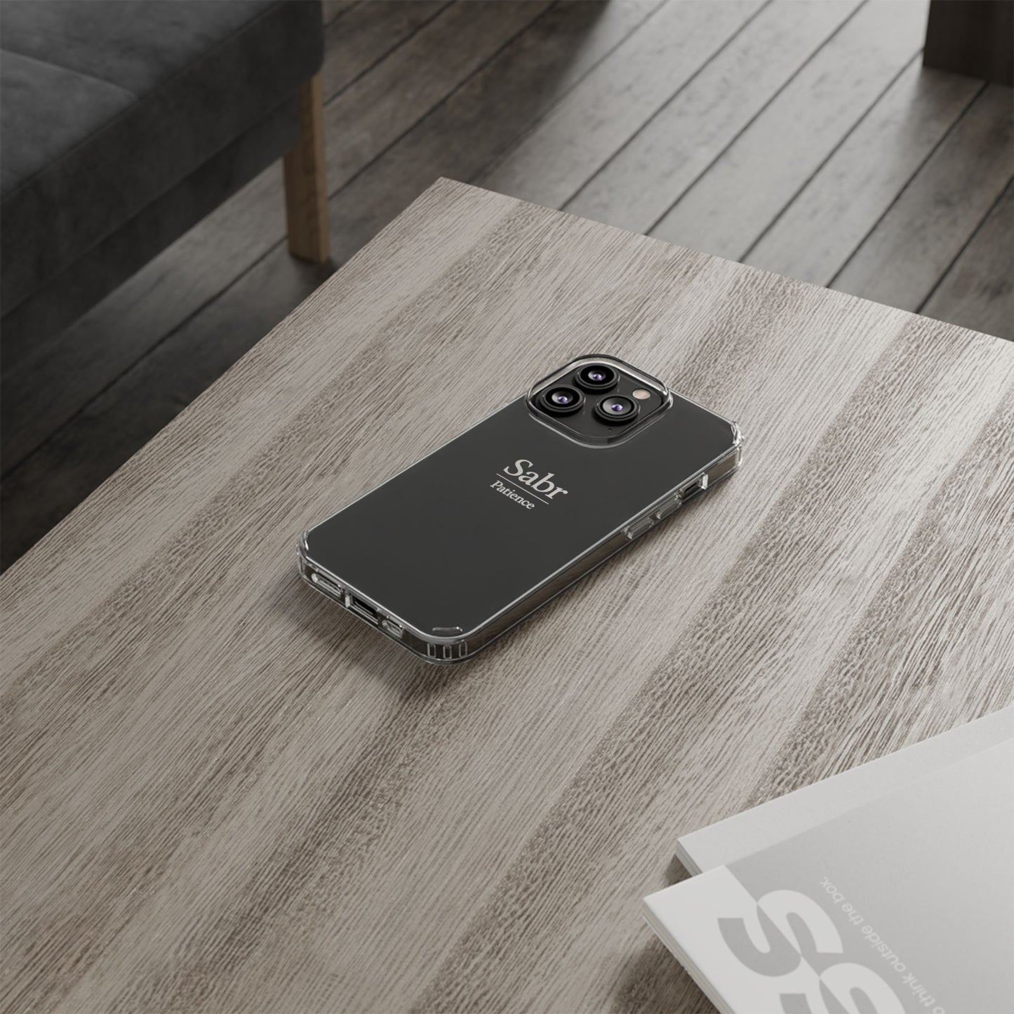 Phone Case - Clear Impact-Resistant with 'Sabr' Design, Motivational Gift