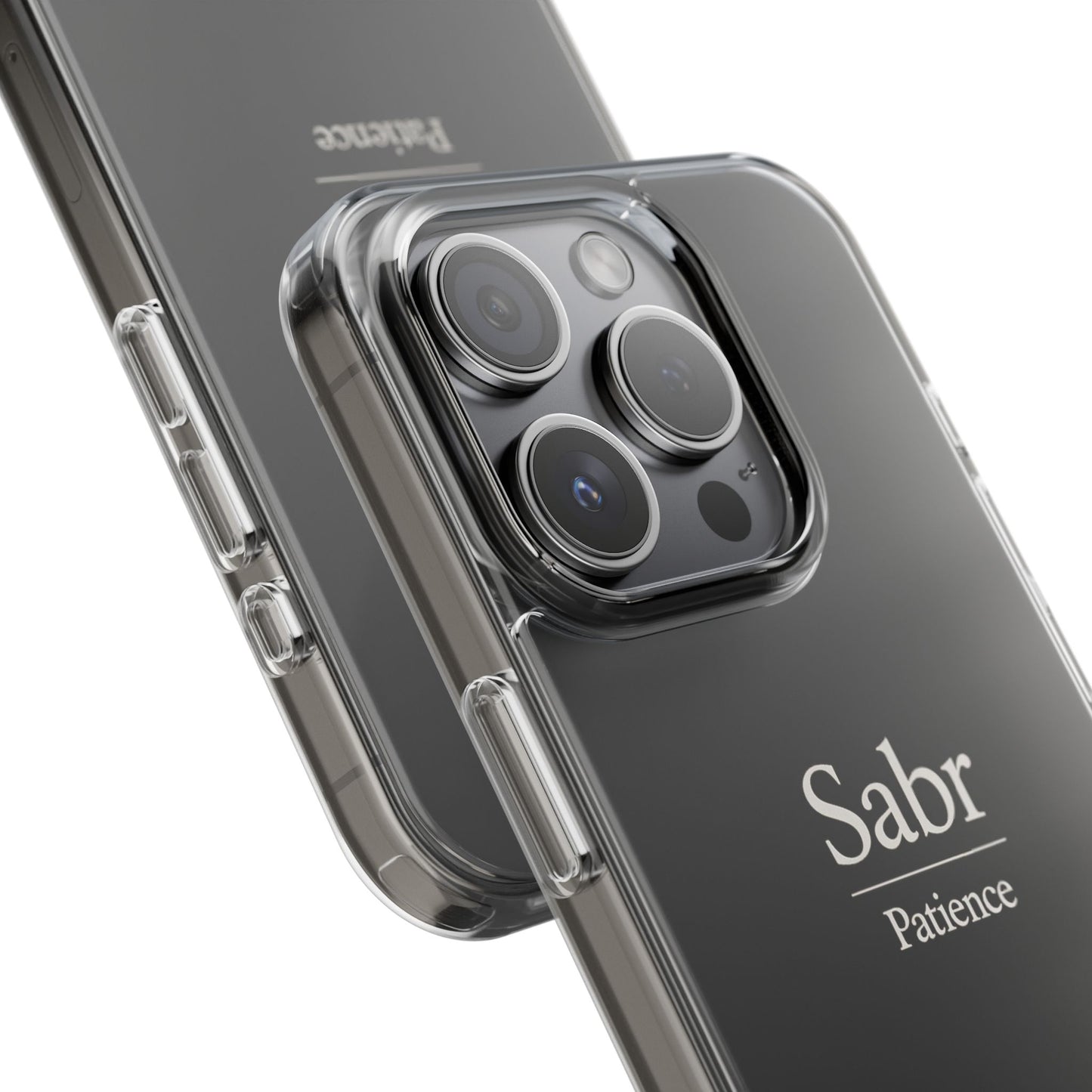 Phone Case - Clear Impact-Resistant with 'Sabr' Design, Motivational Gift